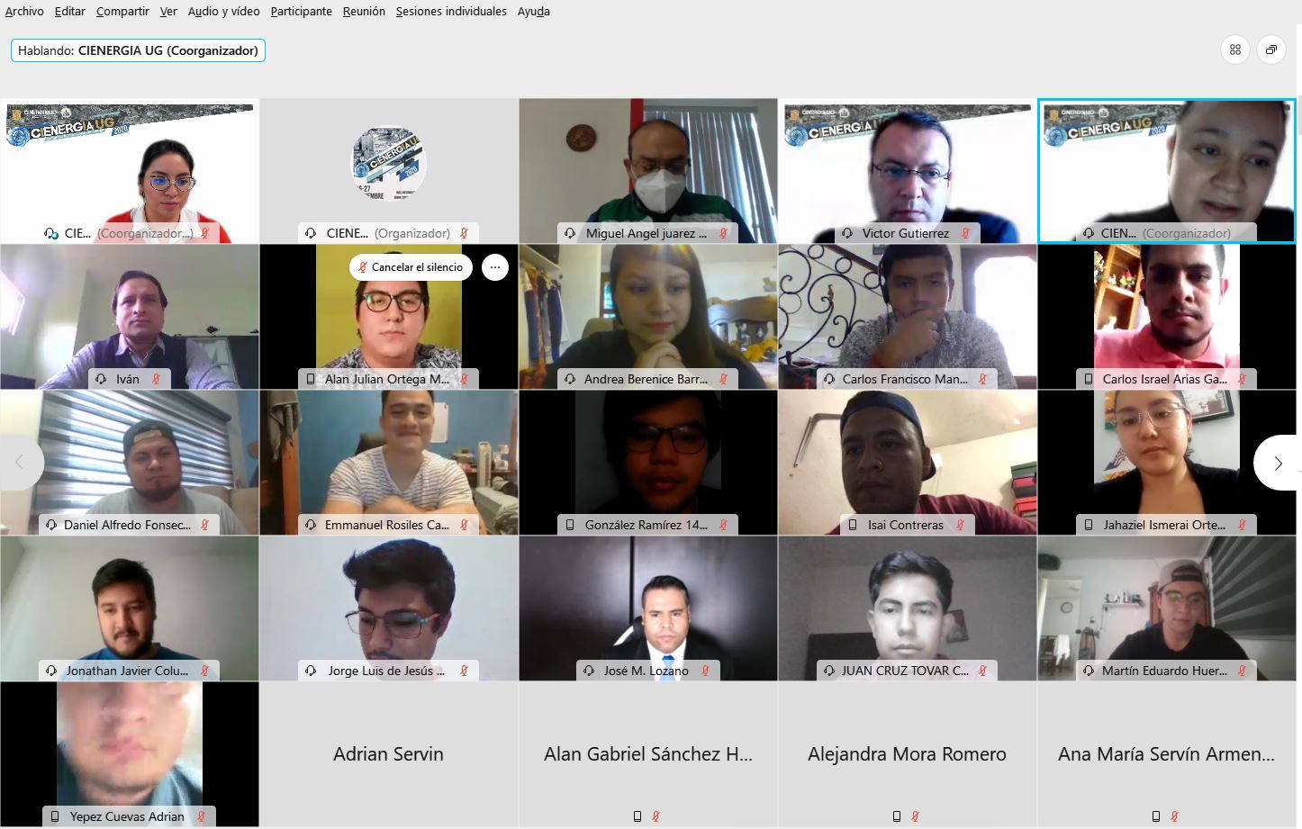Participantes de la edición digital CINERGIA UG 2020