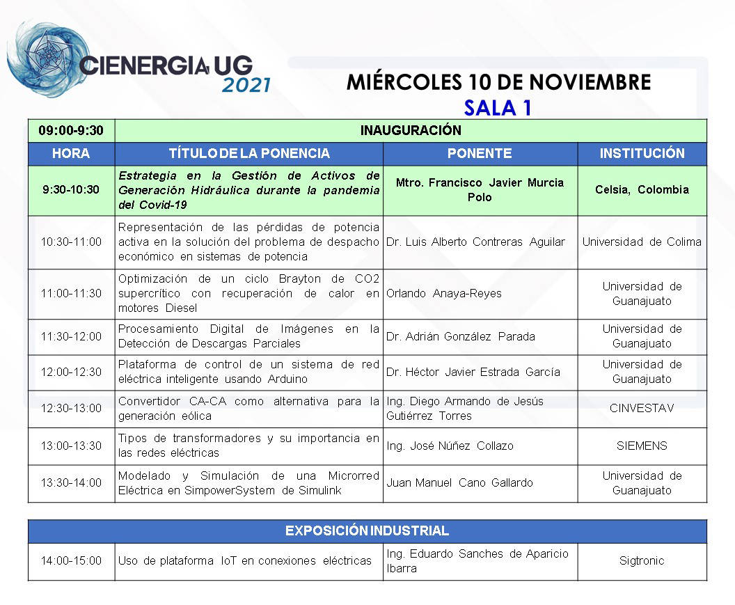 Programa del miércoles